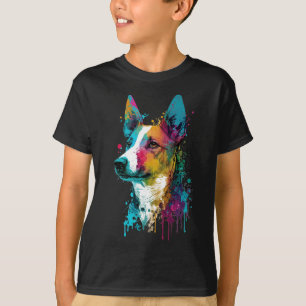 Camiseta Basenji - Graffiti Neon Ink Splash