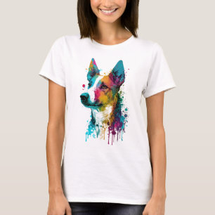Camiseta Basenji - Graffiti Neon Ink Splash