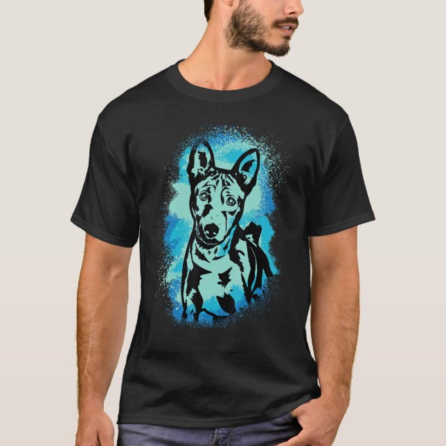 Camiseta Basenji Paint Blue Design Dog Mom Dad (Anverso)