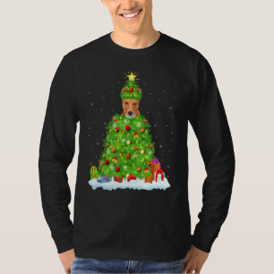 Camiseta Basenji Perro Xmas Árbol de iluminación Funny Base