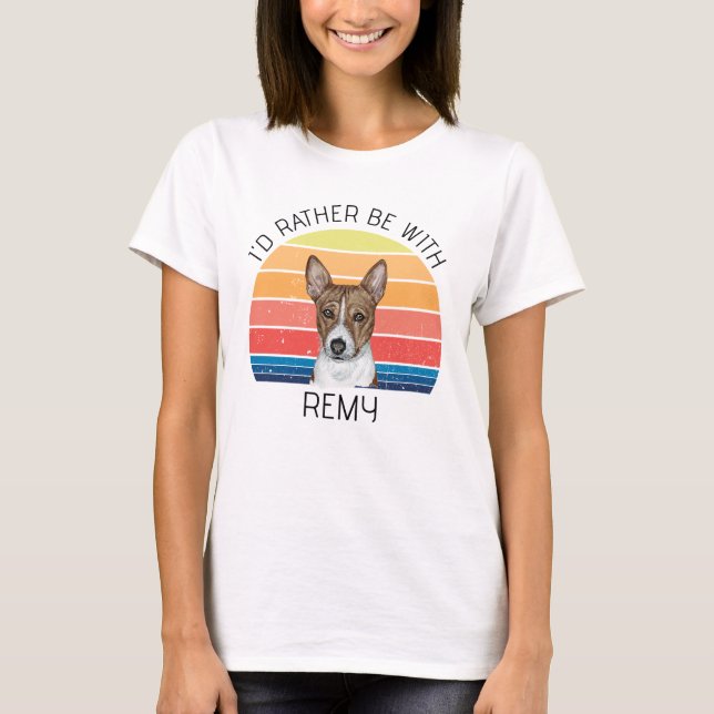 Camiseta Basenji Preferiría Estar Con Nombre Personalizado (Anverso)