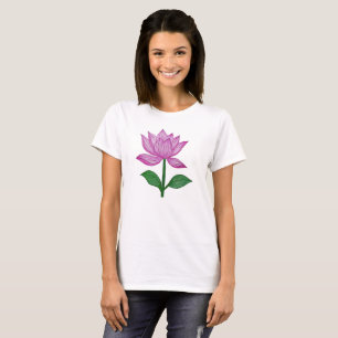 Camiseta básia mujer, con flor rosada