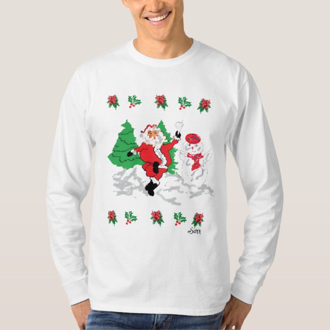 Camiseta Basic Long Sleeve T-Shirt : Joyful Christmas  (Anverso)