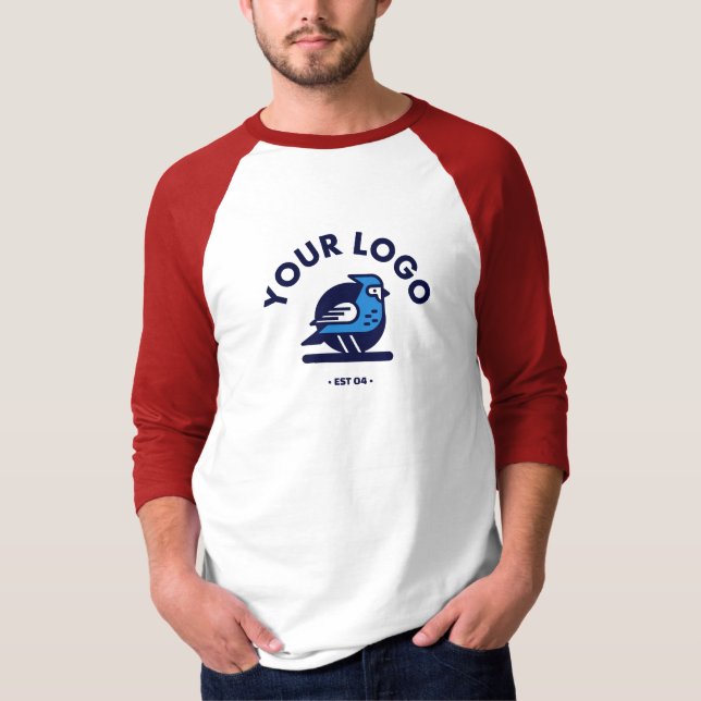 Camiseta básica 3/4 para hombres - Blanco/Rojo (Anverso)