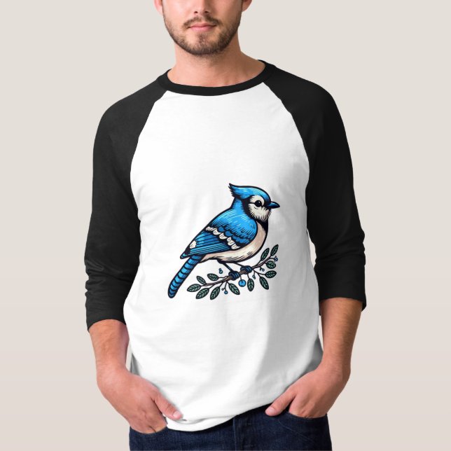 Camiseta básica 3/4 Sleeve Raglan de Jay azul (Anverso)