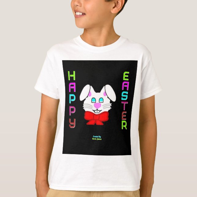 Camiseta básica blanca de los conejitos de Pascua (Anverso)