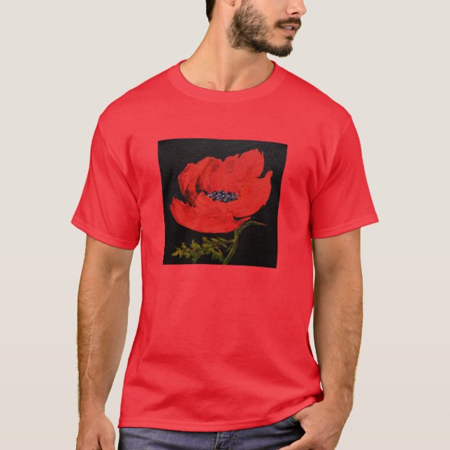 Camiseta básica de amapola roja Unisex (Anverso)