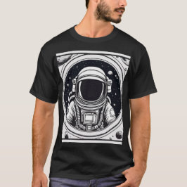 Camiseta básica de astronautas blancos y negros mo