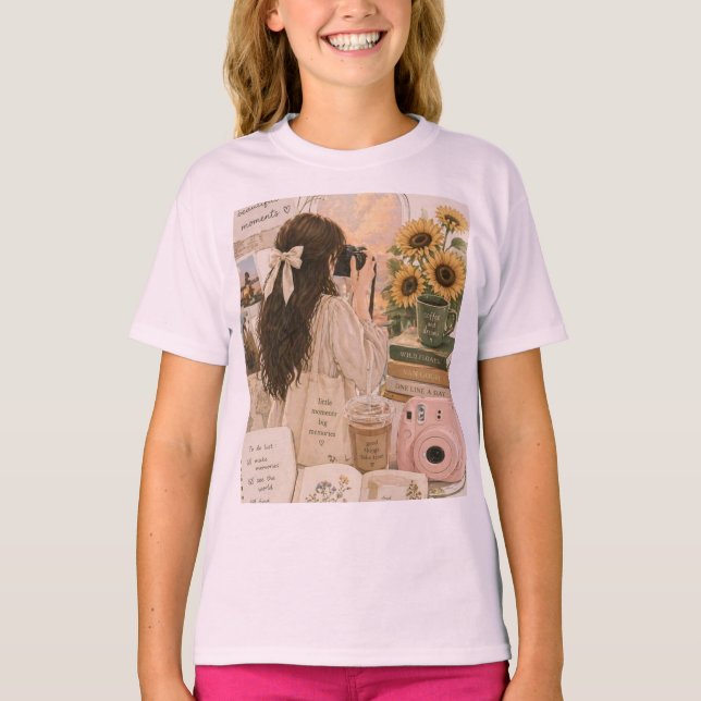 Camiseta básica de color rosa bebé mezclada. (Anverso)