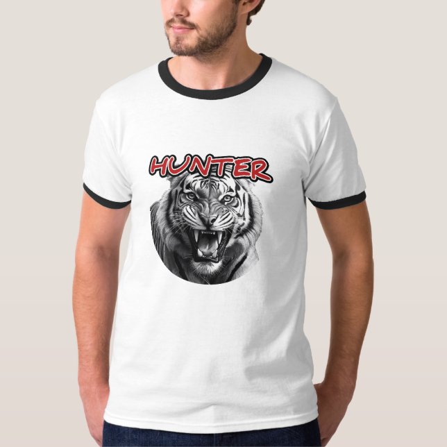 Camiseta básica de cuello de aro para hombre  (Anverso)