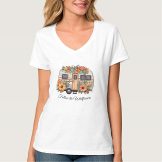 Camiseta básica de cuello en V para mujer