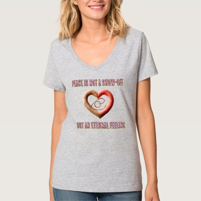 Camiseta básica de cuello en V para mujer (Anverso)
