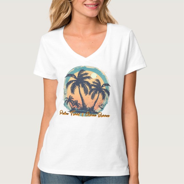 Camiseta básica de cuello en V para mujer (Anverso)