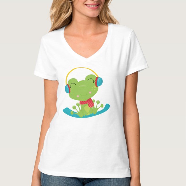 Camiseta básica de cuello en V para mujer (Anverso)