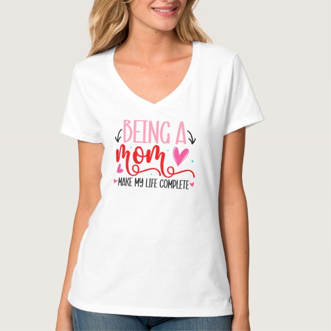 Camiseta básica de cuello en V para mujer (Anverso)