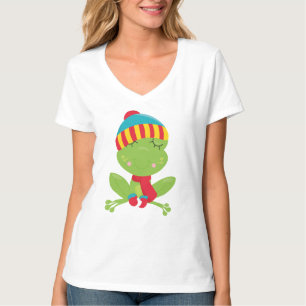 Camiseta básica de cuello en V para mujer