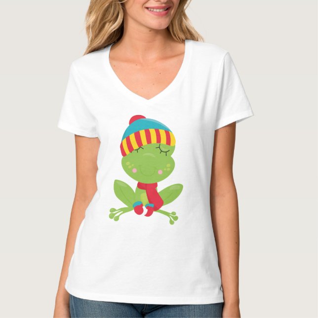 Camiseta básica de cuello en V para mujer (Anverso)