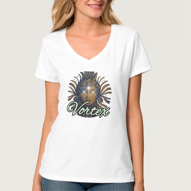 Camiseta básica de cuello en V para mujer (Anverso)
