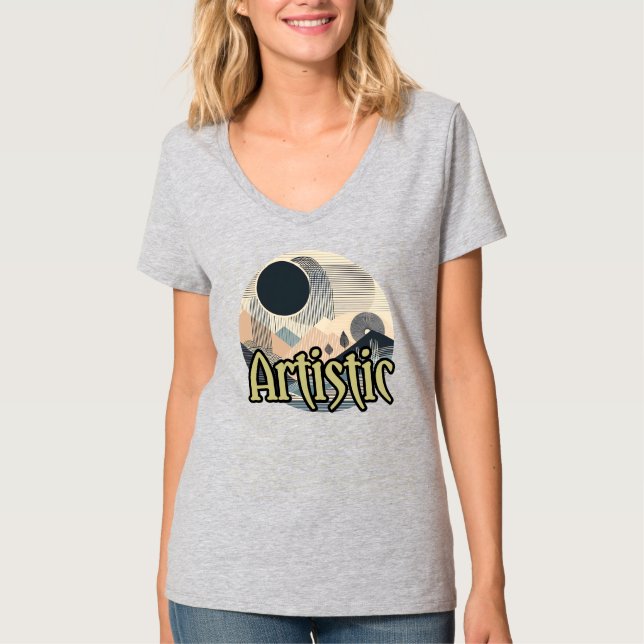 Camiseta básica de cuello en V para mujer (Anverso)