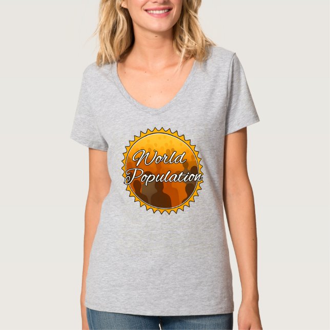 Camiseta básica de cuello en V para mujer (Anverso)