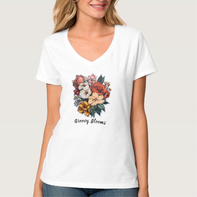 Camiseta básica de cuello en V para mujer (Anverso)