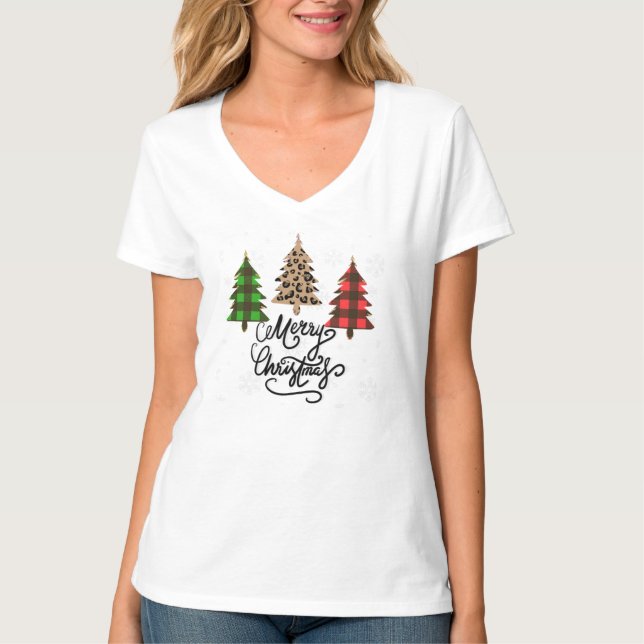Camiseta básica de cuello en V para mujer (Anverso)