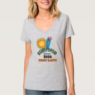 Camiseta básica de cuello en V para mujer Ola de c