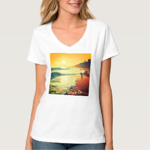 Camiseta básica de cuello en V para mujer Precio d