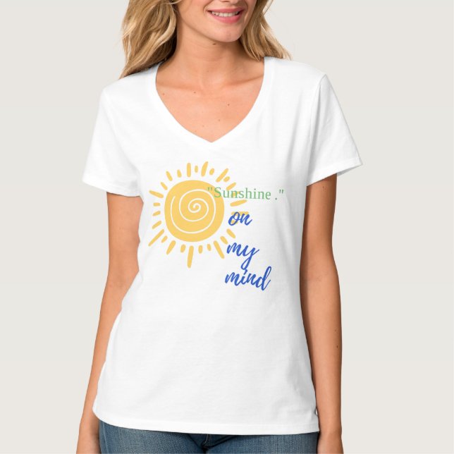Camiseta básica de cuello en V para mujer Sunshine (Anverso)
