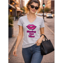 Camiseta básica de cuello en V para mujeres con vi