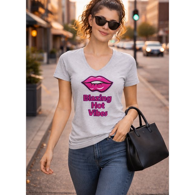 Camiseta básica de cuello en V para mujeres con vi (Subido por el creador)