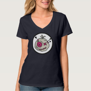 Camiseta básica de cuello-V de mujeres con tokens