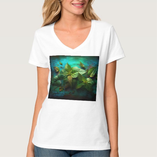 Camiseta básica de cuello V para mujeres (Anverso)