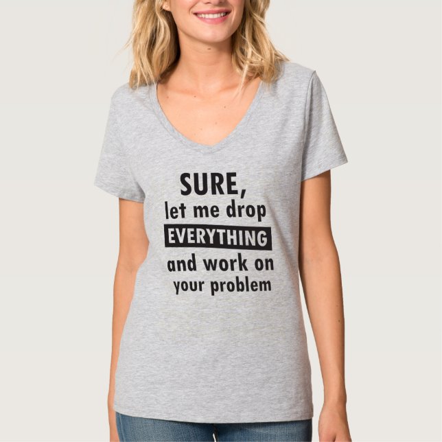Camiseta básica de cuello V para mujeres (Anverso)