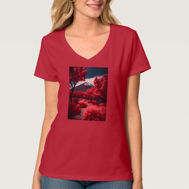 Camiseta básica de cuello V para mujeres (Anverso)