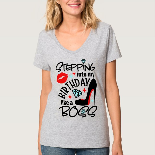 Camiseta básica de cuello V para mujeres (Anverso)