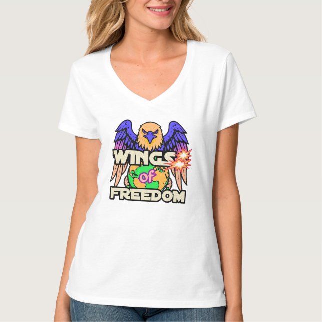 Camiseta básica de cuello V para mujeres (Anverso)