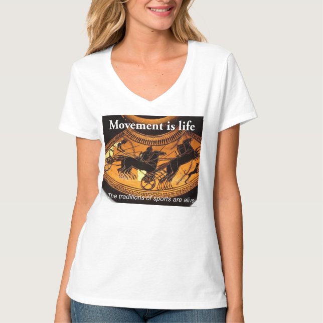 Camiseta básica de cuello V para mujeres (Anverso)