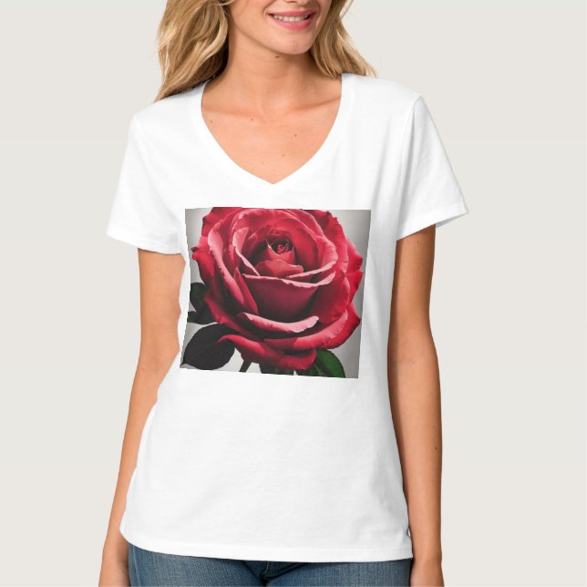 Camiseta básica de cuello V para mujeres (Anverso)
