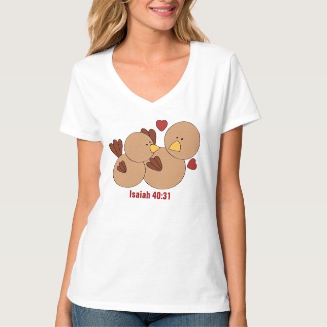 Camiseta básica de cuello V para mujeres (Anverso)