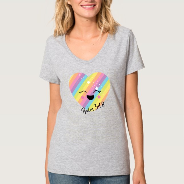 Camiseta básica de cuello V para mujeres (Anverso)