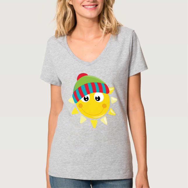 Camiseta básica de cuello V para mujeres (Anverso)