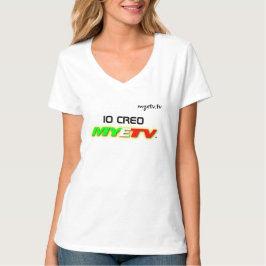 Camiseta básica de cuello V para mujeres italianas