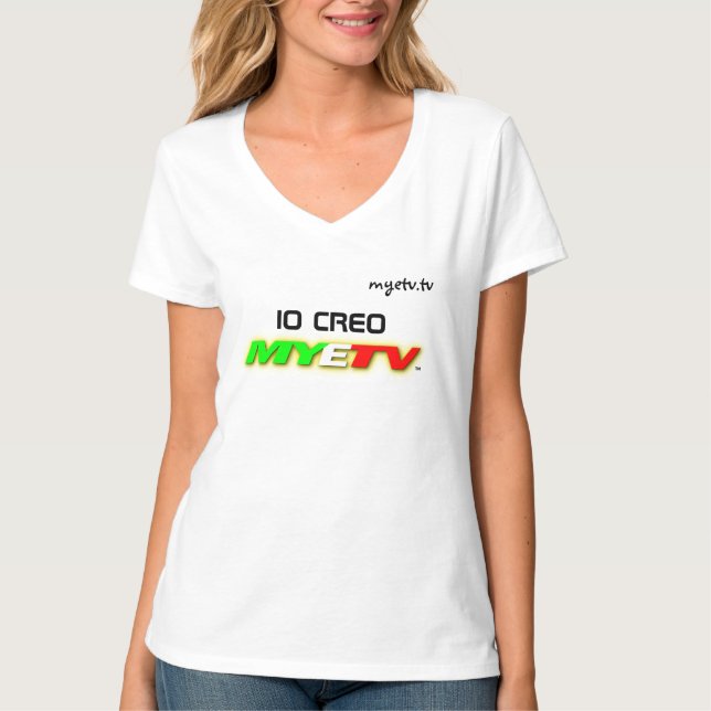 Camiseta básica de cuello V para mujeres italianas (Anverso)