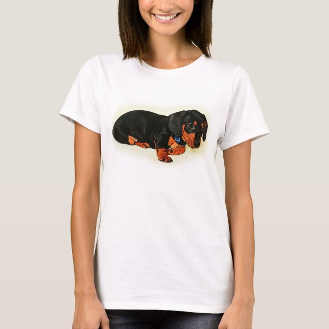 Camiseta básica de diseño de Dachshund (Anverso)
