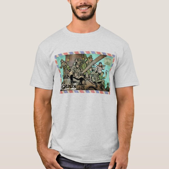 Camiseta básica de diseño de sobres de Time Grunts (Anverso)