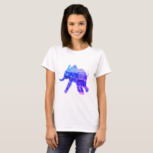 Camiseta básica de elefante Mandala, Blanca