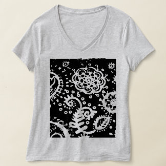 Camiseta básica de flores descoloridas grises, PEQ