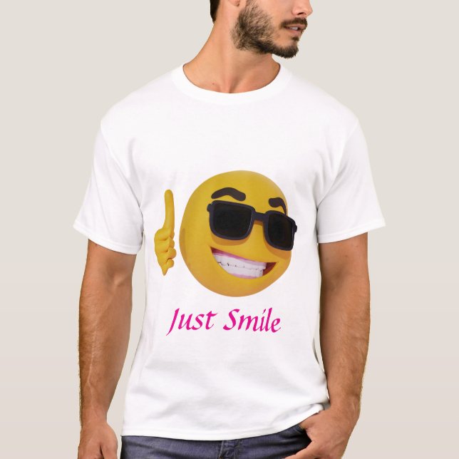 Camiseta básica de hombres con Emoji de sonrisa (Anverso)