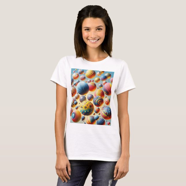 Camiseta básica de las mujeres con bolas 3D (Anverso completo)